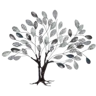 Gilde "Wandrelief, Baum, "Tree", Metall, grau, silberfarben", Wandrelief Tree Baum Naturmotiv Wanddeko Wohnzimmer,