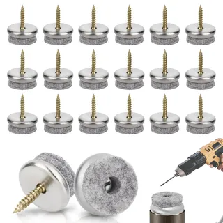 100 Stück Filzgleiter Schrauben 22 mm Rund Stuhlgleiter Filzgleiter Nagel 5,5 mm Dicke Stuhlbeinschoner Möbelpads für Möbel Stühle Laminat Parkett Fliesen(Grau)
