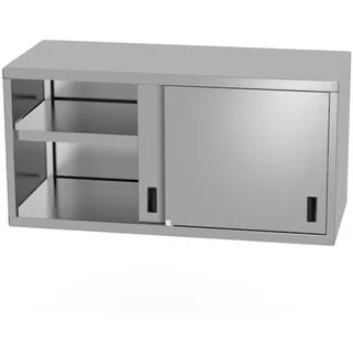 HENDI Wandschrank, Hängeschrank, mit Schiebetüren, geschweißt, Max. Tragfähigkeit pro Regalboden: ca. 70 kg/m2, mit speziellen Leisten für die Wandmontage geliefert, 1000x300x(H)600mm, Edelstahl