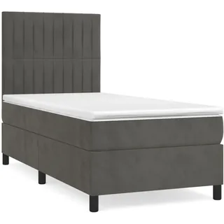 vidaXL Boxspringbett mit Matratze Dunkelgrau 80x200 cm Samt - Grau