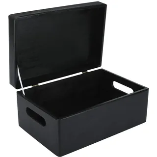 Creative Deco Schwarz Holzkiste mit Deckel 30x20x14 cm Erinnerungsbox Baby