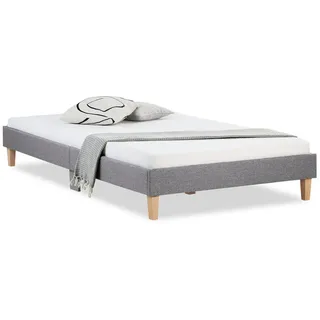 Homestyle4u Polsterbett mit Lattenrost 120/200 cm in Grau , Textil , 120x200 cm , Schlafzimmer, Betten, Polsterbetten