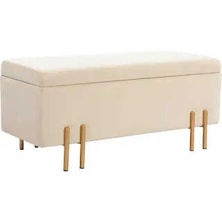 Homcom Truhenbank Samtoptik, Metallbeine 100x40x42 cm, Beige , Textil , 40x42x100 cm , Esszimmer, Bänke, Sitzbänke