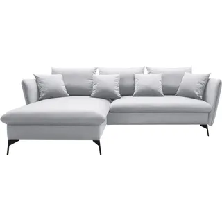 Ecksofa OTTO HOME "LIVORNO,258 cm, L-Form", grau (hellgrau), B:258cm H:91cm, 100% Polyester;PU-Schaum und Nosag-Federung.;Federung Ottoman : 12 x Feder Type B 1650mm;Ferderung 2 Sitzer: 10 x Feder Type B 650 mm;Sitz und Funktion: Schaum T30/40 8 cm., Sofas, Ecksofa, Schlaffunktion u. Bettkasten (139/224cm), Samt, Struktur, Webstoff
