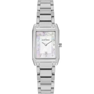 Quarzuhr JACQUES LEMANS "Torino", silberfarben, Armbanduhren, Damen, Quarzuhr, Armbanduhr, Damenuhr, Edelstahlarmband, Perlmutt, Tag, Glaskristalle