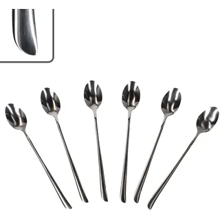 Justinus Twist 6er Set Latte Macchiato Löffel I für 6 Personen I Cocktaillöffel mit langem Stiel, Rührlöffel für Longdrinks, EIS & Co. I mit geschwungenem Griff I aus 18/10 EdelstahI