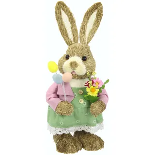 Flair Flower Hase aus Bast Dekofigur Osterhase Frühling Deko Ostern Figur Osterdekoration Osterfigur Frühling Frühlingsdeko Dekohase Skulptur Basthase Statue Dekoration Tierfigur Tiere Frühjahr