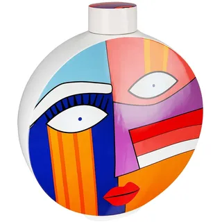GILDE Dekovase »Deckelvase Grafic Face, Höhe ca. 34,5 cm« Dekoobjekt aus Keramik, bunt
