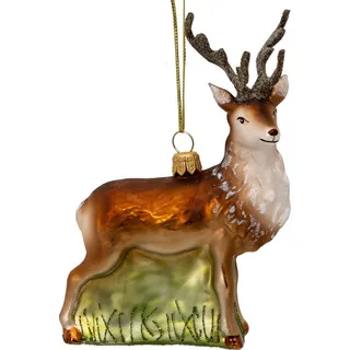 SIKORA Hirsch besondere Weihnachtskugel Glas Christbaumschmuck Deko Figur Weihnachten Anhänger Ornament - Meisterstücke - BS729