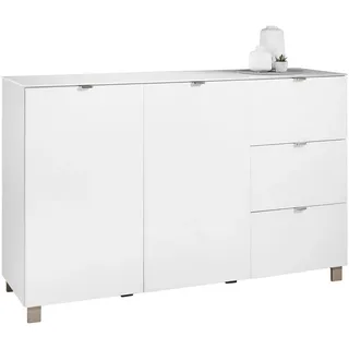 Hom`in Sideboard , Weiß , Kunststoff , 2 Fächer , 3 Schublade(n) Schubladen , 165x105.1x52.5 cm , Beimöbel erhältlich, stehend , Holzmöbel, Wohnwände Holz, Wohnwand Serien Holz