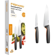 Fiskars Küchenmesser-Set, 2-teilig, Functional Form, Inklusive Kochmesser (Groß), Gemüsemesser, Japanischer Edelstahl/Kunststoff, 1057557