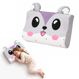 champracer Schlummerkids Kissen, Calmly Kinderkissen, Kinderkopfkissen, Atmungsaktives Ergonomisches Kissen für Jungen und Mädchen mit Niedlichen Tierdesigns (Maus,45 * 27 * 6 cm)