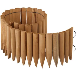 Relaxdays Rasenkante Holz 20 x 120 x 2 cm 2 Stück Natur