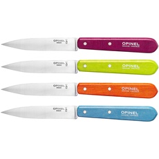 Opinel Küchenmesser Set mit 4 Messern Diverse Farben Kochmesser, Edelstahl, Hellgrün/Hellblau/Orange/Violett, 19.3 x 2 x 1 cm, 4-Einheiten