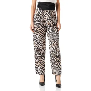 KENDALL & KYLIE Damen K&K W Printed HIGH Rise Satin Loose Pants KKW3712006 Hose, Zebra Print, L