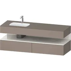 Duravit Qatego Einbauwaschtisch mit Konsolenwaschtischunterbau, 1600x550x600mm, Nische Weiß Hochglanz, Becken links, QA4795022, Farbe: Basalt Matt/mit Nischenbeleuchtung