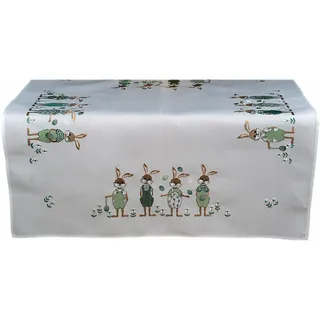 texpot Tischdecke 85 x 85 cm mit Stickerei Hasenkinder Osterhasen Ostern Frühling