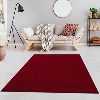 jimri Fashion4Home Teppich Wohnzimmer – Einfarbig Teppich, Uni Teppich fürs Kinderzimmer, Schlafzimmer, Arbeitszimmer, Büro, Flur und Küche - Kurzflor Teppich Rot, Größe: 120x170 cm