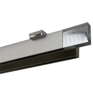 Gardinenstange GARESA "FLAT", silber (vernickelt, chromfarben), L:420cm, Aluminium, Gardinenstangen, Gardinenstange, Rechteckprofil, Deckenmontage, perfekter Lauf, modern, verlängerbar