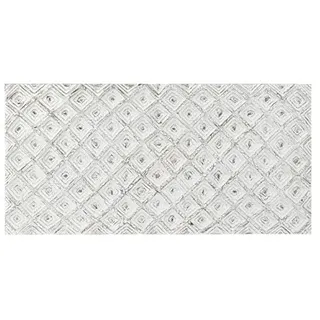 Bett-Kopfteil, 150-160 cm, weiße Rauten, gebeiztes Holz, 162 x 4 x 82 cm