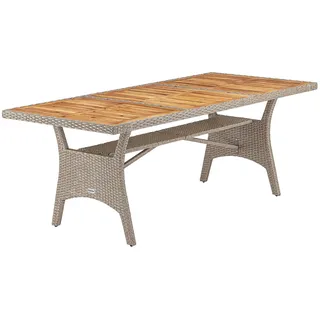 CASARIA Polyrattan Gartentisch Takeo Creme 190x90x74cm Akazie