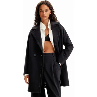 Desigual Women's Coat_Stitch Woman Woven Overcoat, Black, L