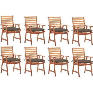Garten-Essstühle 8 Stk. mit Kissen Massivholz Akazie - Taupe, Bunt