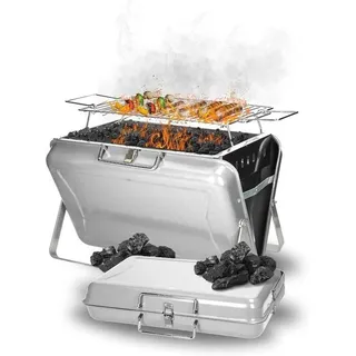 Koffergrill für 4 Personen, mobil, für Camping, Picknick, Holzkohle