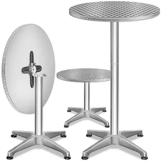 Stehtisch 2er-Set Silber Alu Ø60cm klappbar, höhenverstellbar