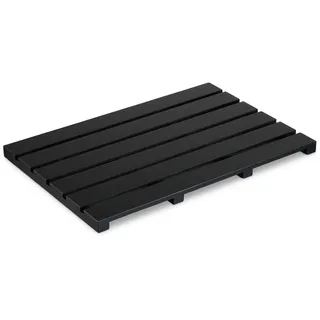 Relaxdays Bambus Badematte, 54 x 36 cm, rutschfeste Duschmatte für Badewanne, Dusche, Sauna, indoor & outdoor, schwarz