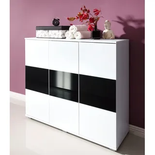 Priess Hochkommode 123 x 103 x 38 cm schwarz-weiß