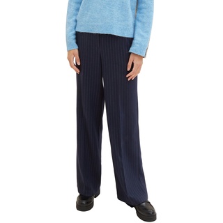 TOM TAILOR Damen Lea Straight Fit Hose mit Nadelstreifen, navy pinstripe, 34/30