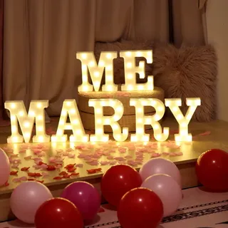 Creperture LED Leucht Schilder Marry Me 3D Buchstabe Licht Vorschlag Dekoration Nachtlampe Batteriebetriebene LED Schild für Schlafzimmer Zuhause Bar Hochzeit Party Verlobung Dekoration