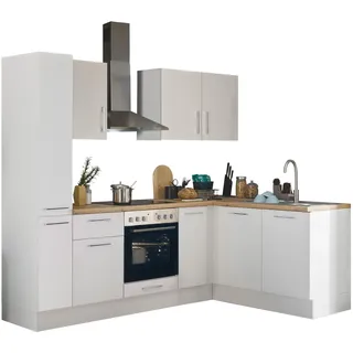 Turin L Eckküche 240 x 211 x 60 cm, weiß - Basic Küchengeräte - Moderne, geräumige Küche in Artisan-Eiche Optik mit viel Stauraum