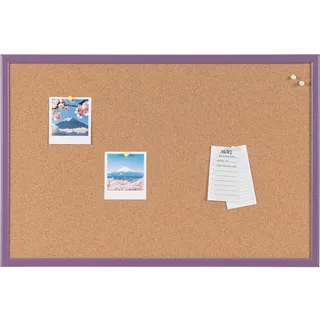 Bi-Office Kork Pinnwand, Korktafel mit Violettem MDF Rahmen, 60 x 40 cm