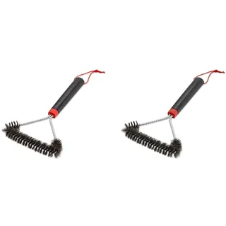Weber Grillbürste - Dreiseitig kurz, 30cm lang, Perfekter Allrounder, mit rutschfesten Komfortgriff, langlebigen & rostfreien Edelstahlborsten, für alle Grillarten geeignet - Schwarz (6277)