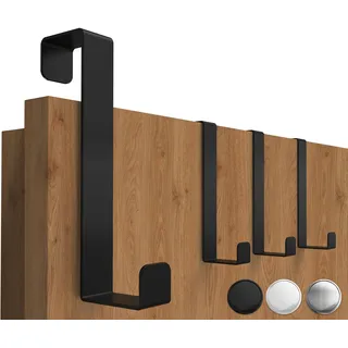 4smile Türhaken zum Einhängen, 4er Set in schwarz - Kleiderhaken für Tür oder Schrank, flexible Haken zum Einhängen - Universelle Türgarderobe, robuste Türhakenleiste