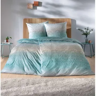 Estella Mako Interlock Jersey Bettwäsche Viktor cyan 135x200 cm + 80x80 cm - Cyan