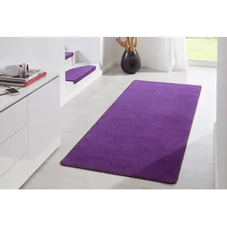 HANSE HOME Indoor Teppich Fancy – Wohnzimmerteppich einfarbig Modern Velours Teppich für Esszimmer, Wohnzimmer, Kinderzimmer, Flur, Schlafzimmer, Küche – Lila, 80x200cm