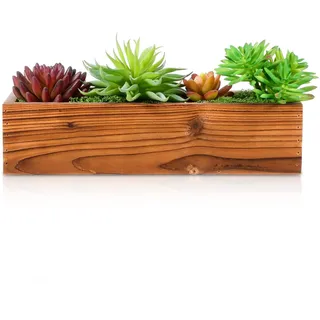 Pflanzkübel Holz Imprägniert Wetterfest Hochbeet Blumenkasten Balkon | Kleiner Blumenkasten aus Holz, Pflanzkästen Holz Klein, Kräuter Holzkiste für Garten Terrasse, Rattan Pflanzkorb Deko
