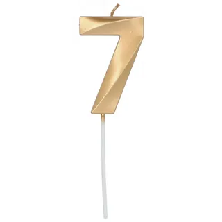 Folat 24237 Kuchen Kerze Glamour Ziffer/Zahl 7 Gold Metallic Geburtstagskerzen für Geburtstag, Geburtstagsdeko, für Kinder Partys, Hochzeiten, Firmenfeiern, Jubiläen