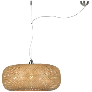Good & Mojo Hängeleuchte , Braun, Chromfarben , Metall, Kunststoff, Naturmaterialien , Bambus , vollmassiv , rund , 378 cm , höhenverstellbar, beliebig kürzbar , Lampen & Leuchten, Innenbeleuchtung, Hängeleuchten, Pendelleuchten
