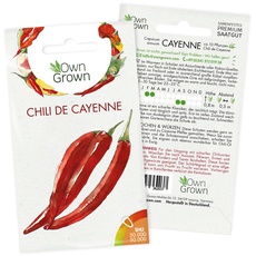 Chilisamen Chili de Cayenne: 5 Premium Cayenne Chili Samen zum Anbau von Chili Pflanzen für Balkon, Kübel und Garten – Cayenne Samen für frische Chilipflanzen – Chili Samen scharf von OwnGrown