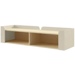 Beautysofa Wandregal Sorella mit 2 offenen Regalböden, 130 cm, Macadamia + Eiche Mavelie , Beige, Eichefarben , Holzwerkstoff , 130x33x27 cm , Wohnzimmer, Regale, Wandboards