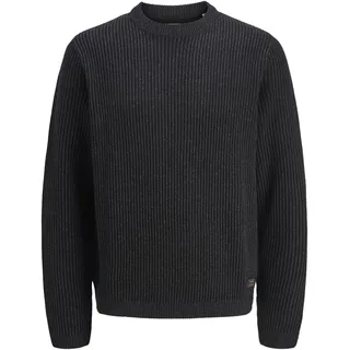 JACK & JONES Strickpullover mit gerippten Abschlüssen Modell 'DOVER', BLACK, L