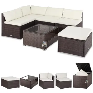 CASARIA Gartenmöbel Lounge Set für 8 Personen mit Tisch Braun-Creme - Braun