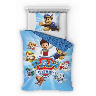 Träumschön Premium Paw Patrol Bettwäsche 135x200 80x80 - Paw Patrol - 100% Baumwolle - Chase PawPatrol Mighty Pups - Kinder Bettwäsche 135x200 für Jungen & Mädchen