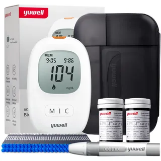 yuwell Blutzuckermessgerät Set mit Teststreifen x 50 und Lanzetten x 50, Diabetes Test ideal für den Heimgebrauch, Zuckermessgerät zur Selbstkontrolle des Blutzuckers bei Diabetes (Modell 710)