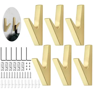 JINTANG kleiderhaken wand,6 pcs garderobenhaken gold | kleiderhaken akustikpaneele,wandhaken zum schrauben,Wandhaken akustikpaneele garderobe für Küchen, Bäder, Foyers und Flure