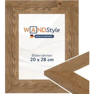 WANDStyle Bilderrahmen 20x28 Eiche, rustikaler Bilderrahmen Holz 20x28 cm | Hochwertiger Holzbilderrahmen, Posterrahmen zum Aufhängen, Rahmen 28x20 cm, Fotorahmen H780 - Made in Germany